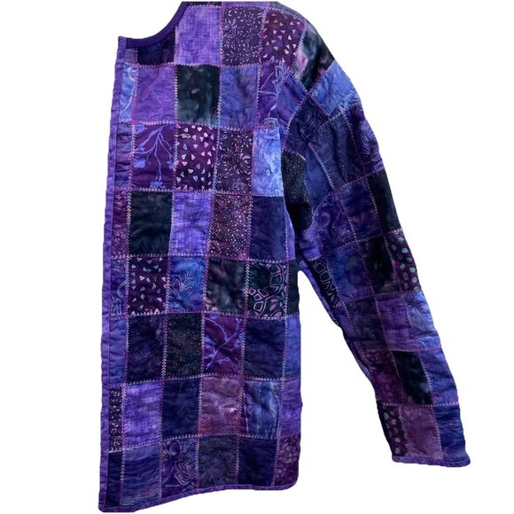 Purple Patchwork Womens Quilted Jacket Cottage Granny Core Peasant Handmade XL - Picture 3 of 10